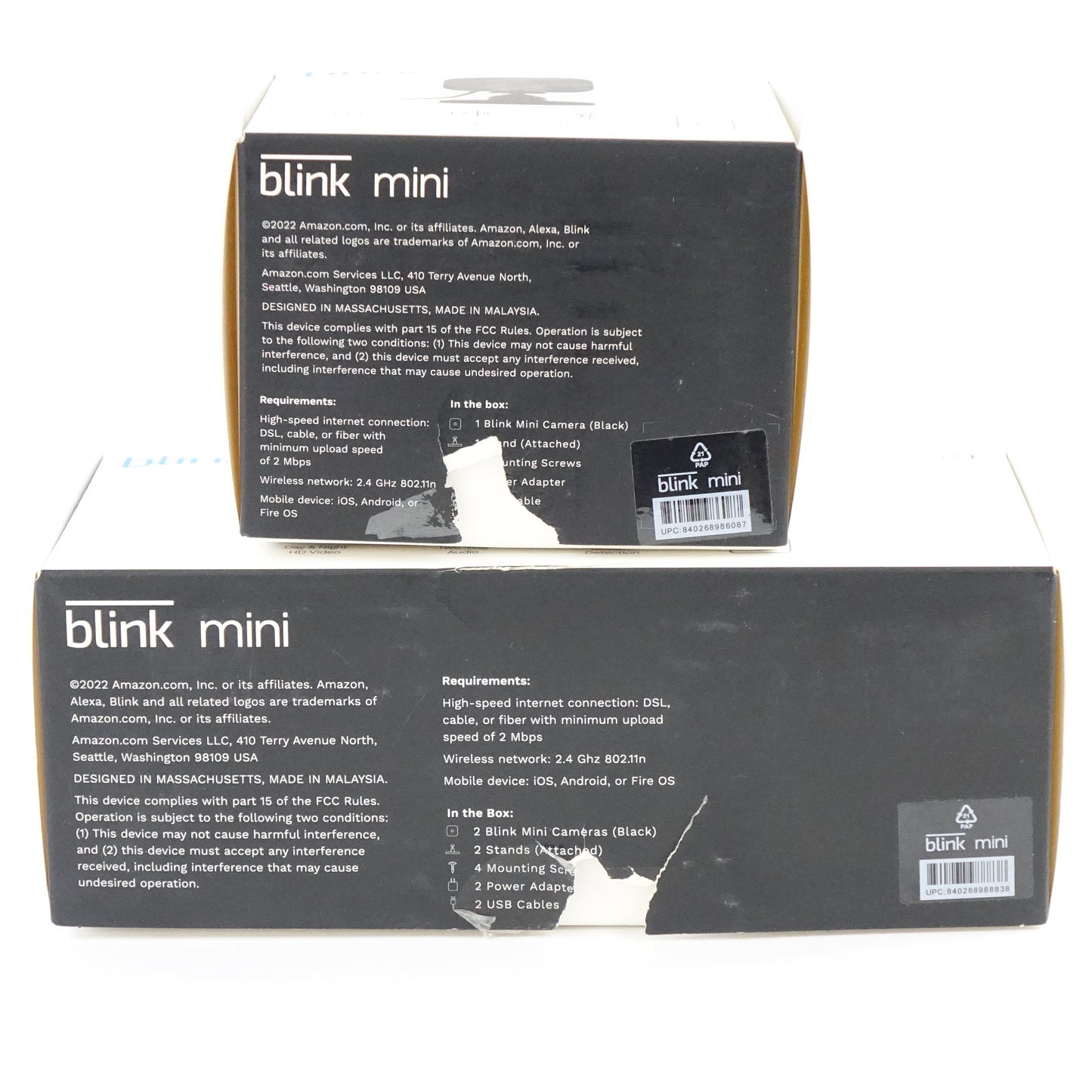Blink Mini Indoor Security Camera 3 Pack Motion Detection Alexa Black - Grade B