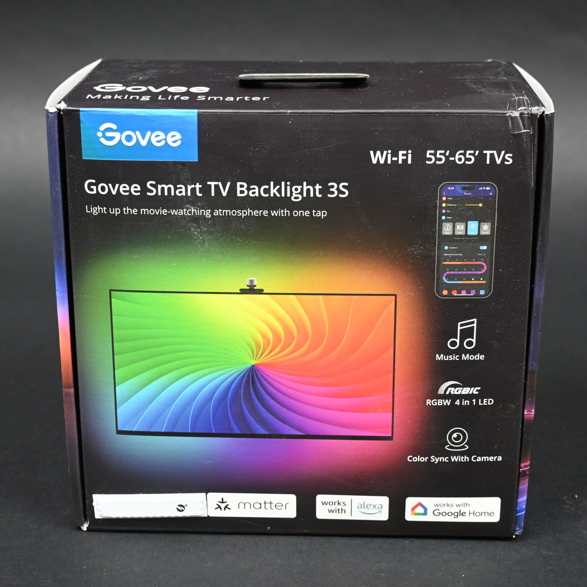 Govee Smart TV Backlight 3S for Wifi 55'-65' TVs 4 in 1 LED w/ Camera