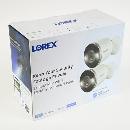 LOREX 2-Pack 2K Spotlight Security Camera BW482CAD-E-2PK - Open Box