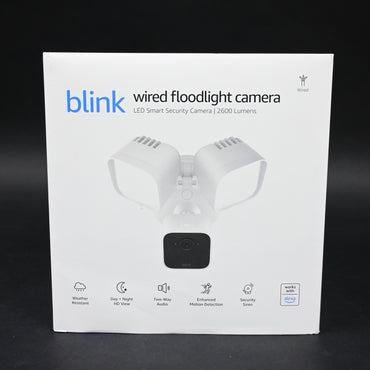Blink Wired Floodlight Camera White 1080p HD Security Camera Alexa - Open Box