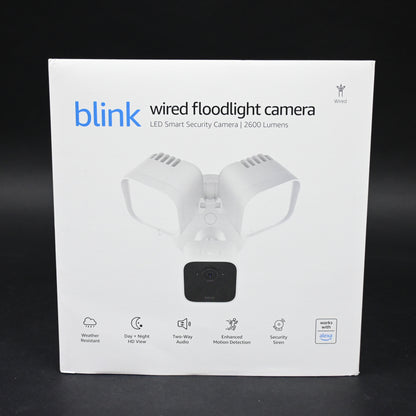 Blink Wired Floodlight Camera White 1080p HD Security Camera Alexa - Open Box