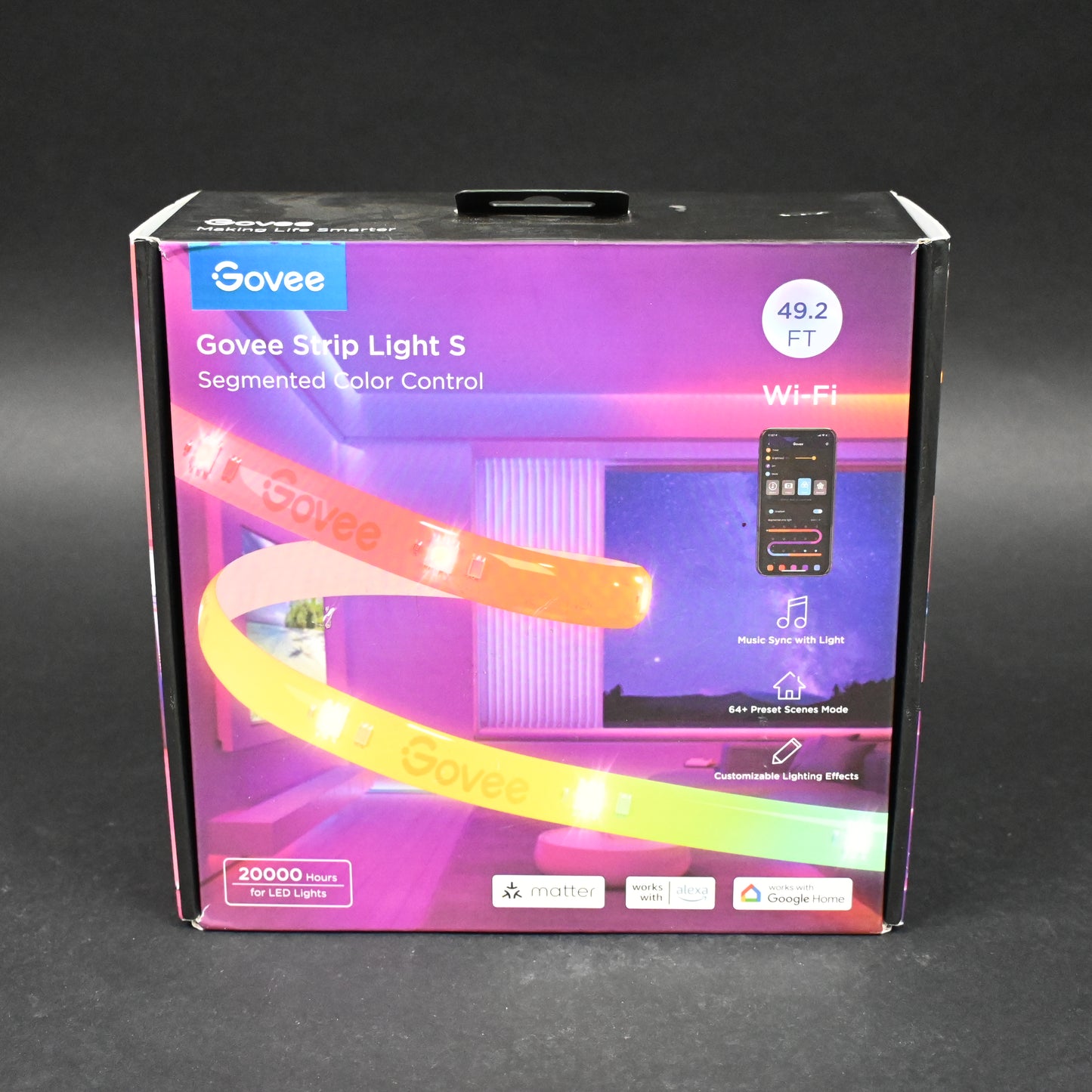 Govee - 49.2ft Wi-Fi RGBICW LED Strip Light