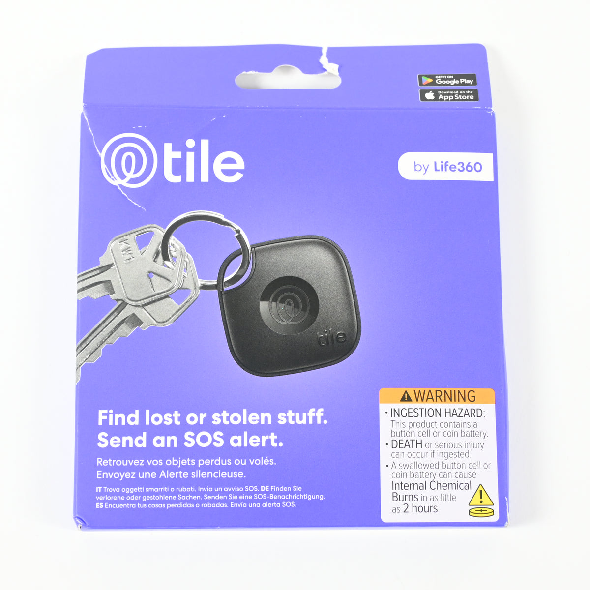 Tile Mate Bluetooth Tracker, Wireless Item Locator, iOS and Android - Black