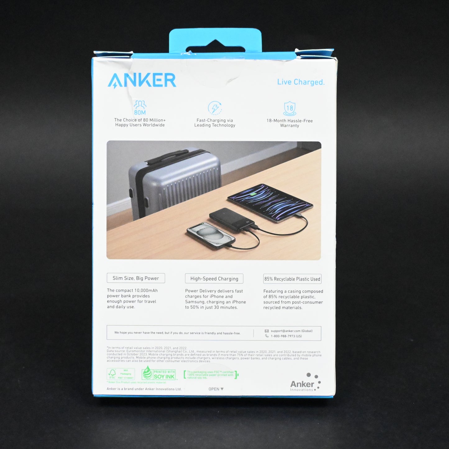 Anker 10000mAh 22.5W Power Bank - Black