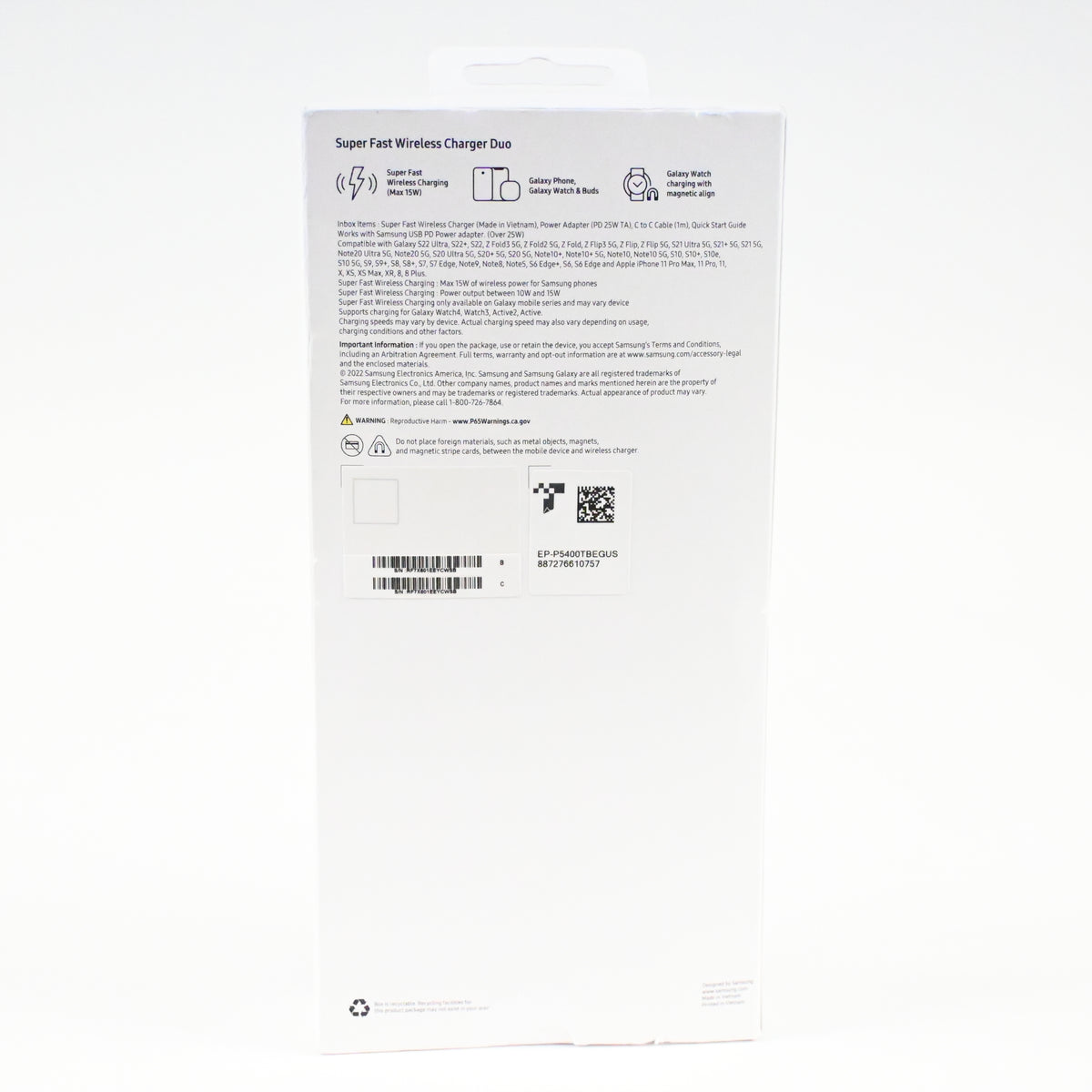 Samsung Super Fast Wireless Charger Duo 15W with Adapter Power Adapter - Grade A