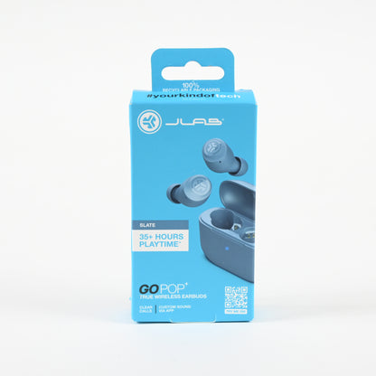 JLab Go Pop+ True Wireless Bluetooth Earbuds + Charging Case - Slate