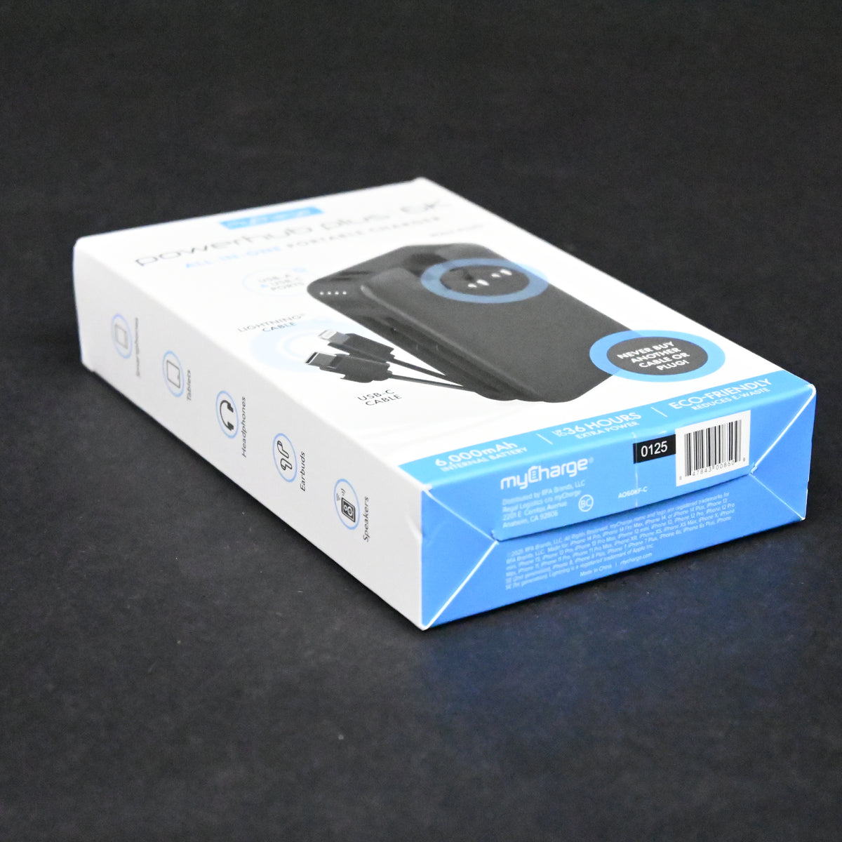 myCharge PowerHub Plus 6000mAh/15W Output Power Bank with Integrated Charging Ca