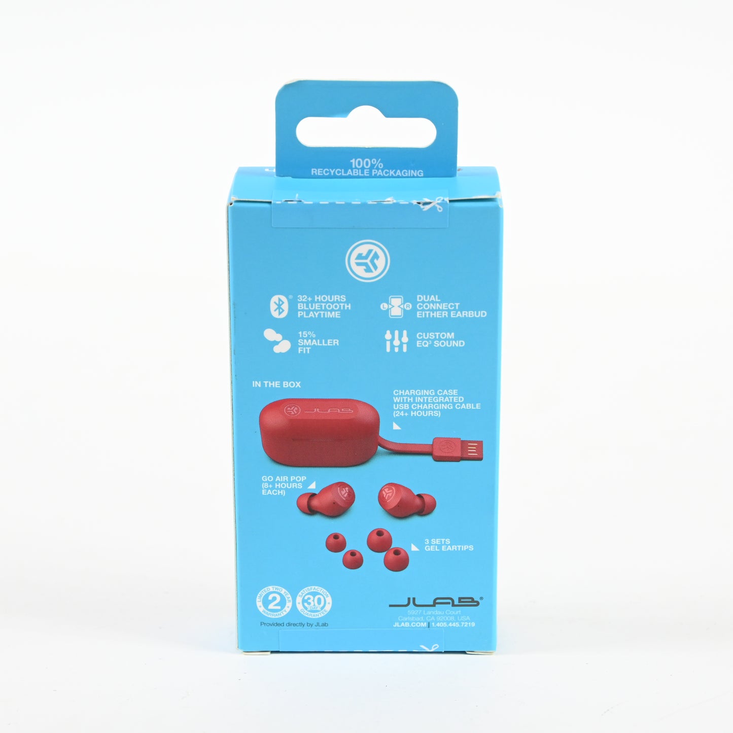 JLab GoAirPop True Wireless Bluetooth Headphones - Red