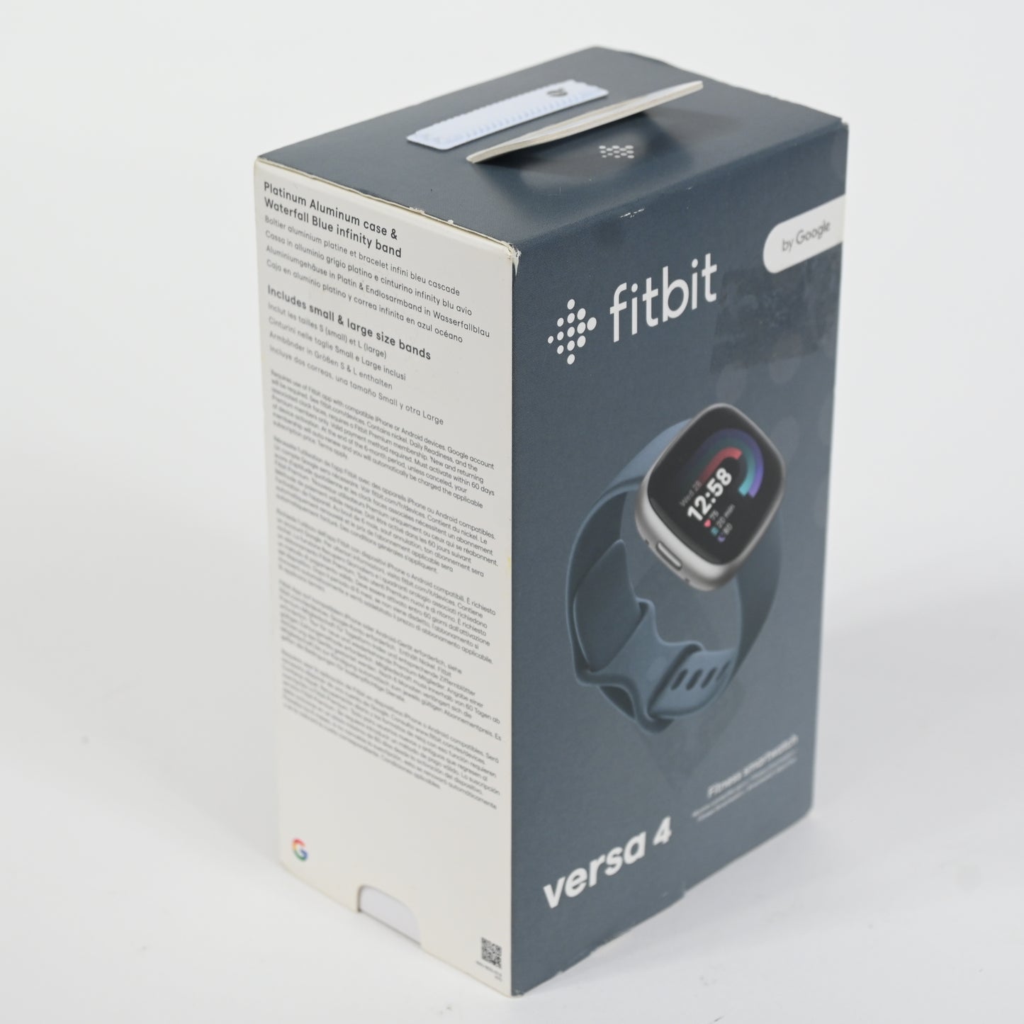 Fitbit Versa 4 Fitness Smartwatch - Blue/Platinum, One Size S & L Bands Included