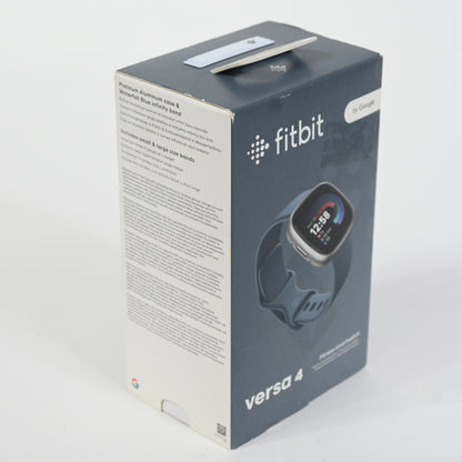 Fitbit Versa 4 Fitness Smartwatch - Blue/Platinum, One Size S & L Bands Included