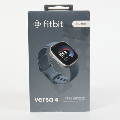 Fitbit Versa 4 Fitness Smartwatch - Blue/Platinum, One Size S & L Bands Included