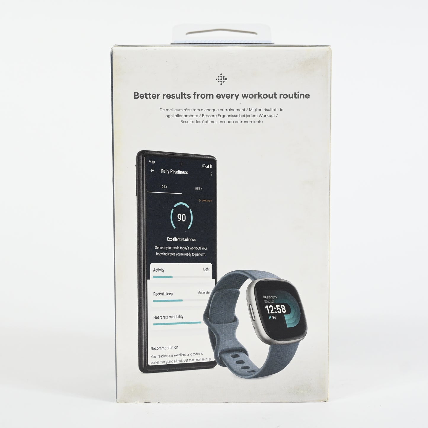 Fitbit Versa 4 Fitness Smartwatch - Blue/Platinum, One Size S & L Bands Included