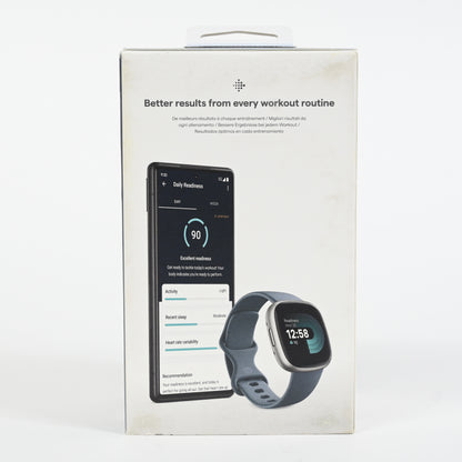 Fitbit Versa 4 Fitness Smartwatch - Blue/Platinum, One Size S & L Bands Included
