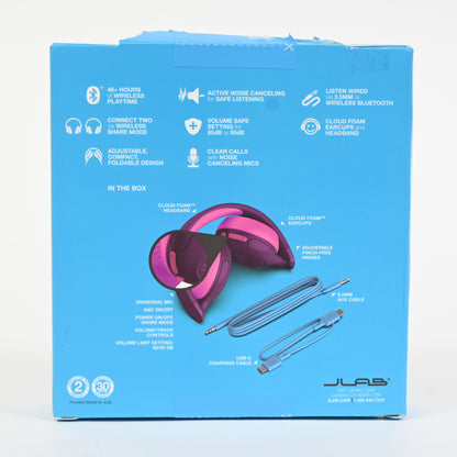 JLab JBuddies ANC 2 in 1 Wireless + Wired Kids Headphones Purple/Pink - Grade A