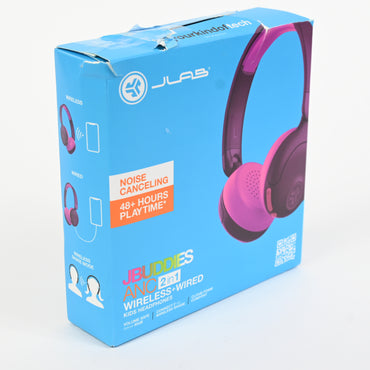 JLab JBuddies ANC 2 in 1 Wireless + Wired Kids Headphones Purple/Pink - Grade A