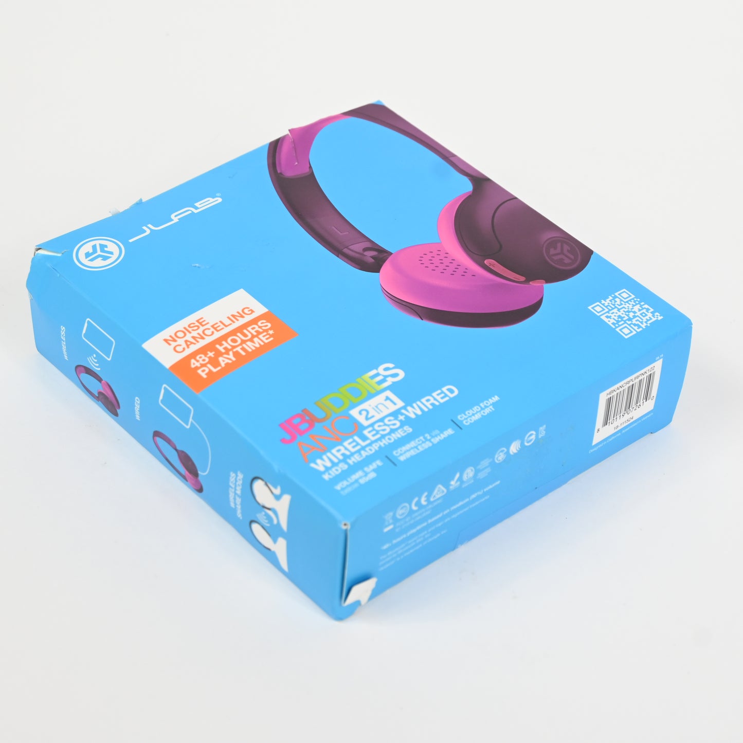 JLab JBuddies ANC 2 in 1 Wireless + Wired Kids Headphones Purple/Pink - Grade A