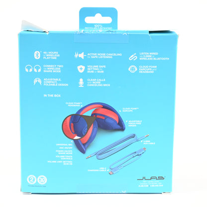 JLab JBuddies ANC 2 in 1 Wireless + Wired Kids Headphones - Blue/Red