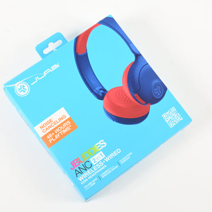 JLab JBuddies ANC 2 in 1 Wireless + Wired Kids Headphones - Blue/Red