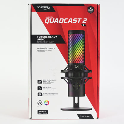 HyperX QuadCast 2 S – USB Microphone, with RGB Lighting USB-C - Black