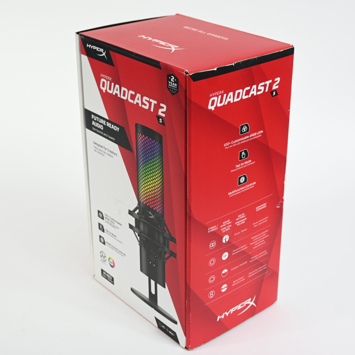 HyperX QuadCast 2 S – USB Microphone, with RGB Lighting USB-C - Black