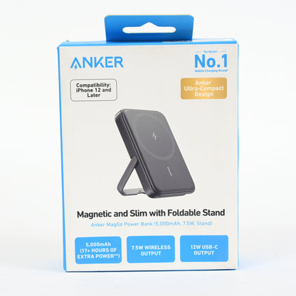 Anker Magnetic Battery, 5,000 mAh Wireless Portable Charger - Black - Grade A