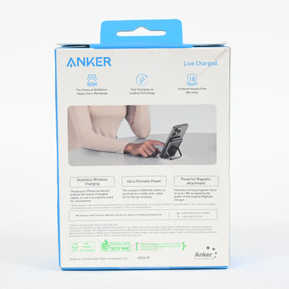 Anker Magnetic Battery, 5,000 mAh Wireless Portable Charger - Black - Grade A