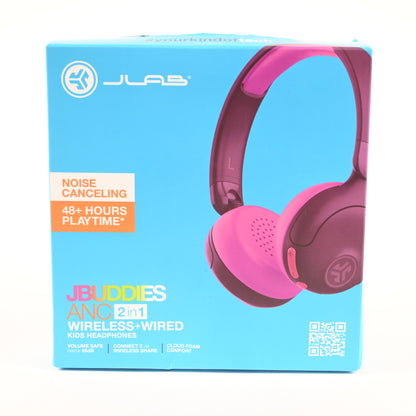 JLab JBuddies ANC 2 in 1 Wireless + Wired Kids Headphones - Purple/Pink