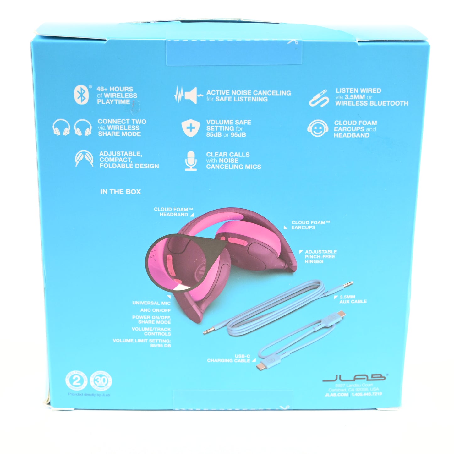 JLab JBuddies ANC 2 in 1 Wireless + Wired Kids Headphones - Purple/Pink