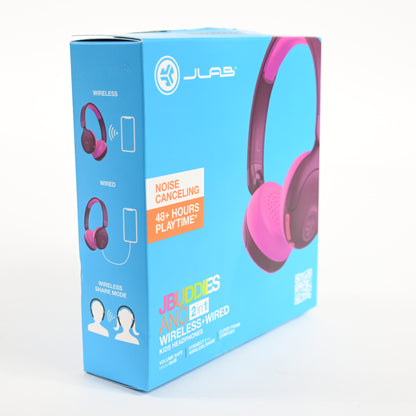 JLab JBuddies ANC 2 in 1 Wireless + Wired Kids Headphones - Purple/Pink