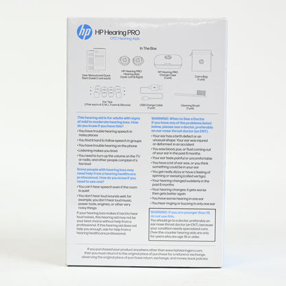 HP Hearing PRO Self-Fitting OTC Hearing Aids (with Bluetooth and ANC) - New