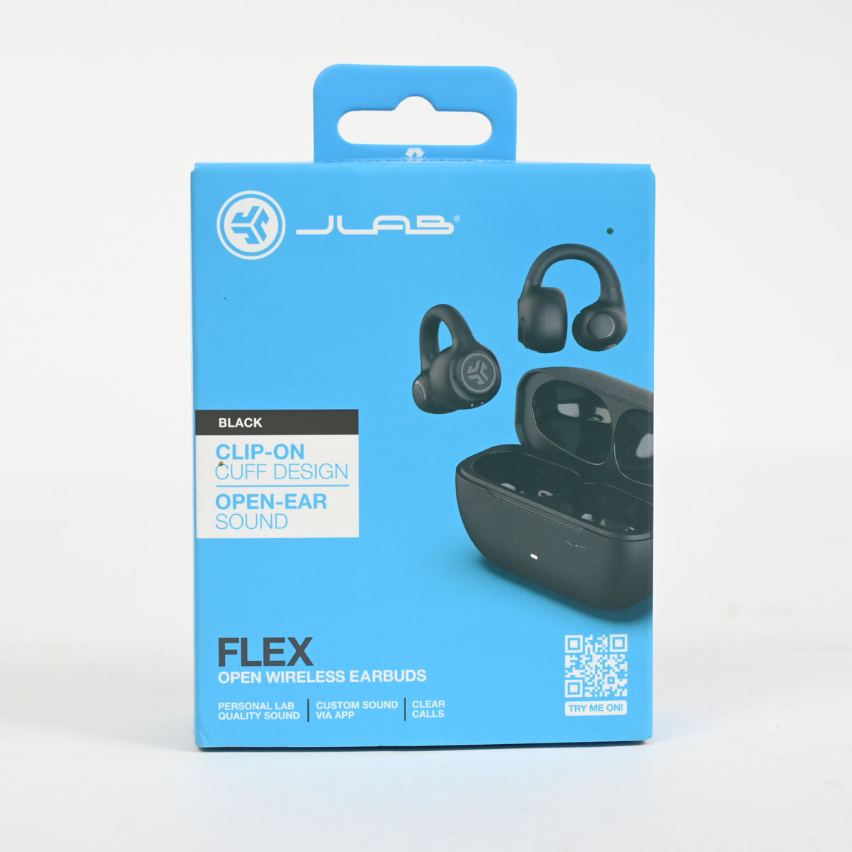 JLab Flex Open Ear Earbuds Clip On Wireless Bluetooth Headphones Black