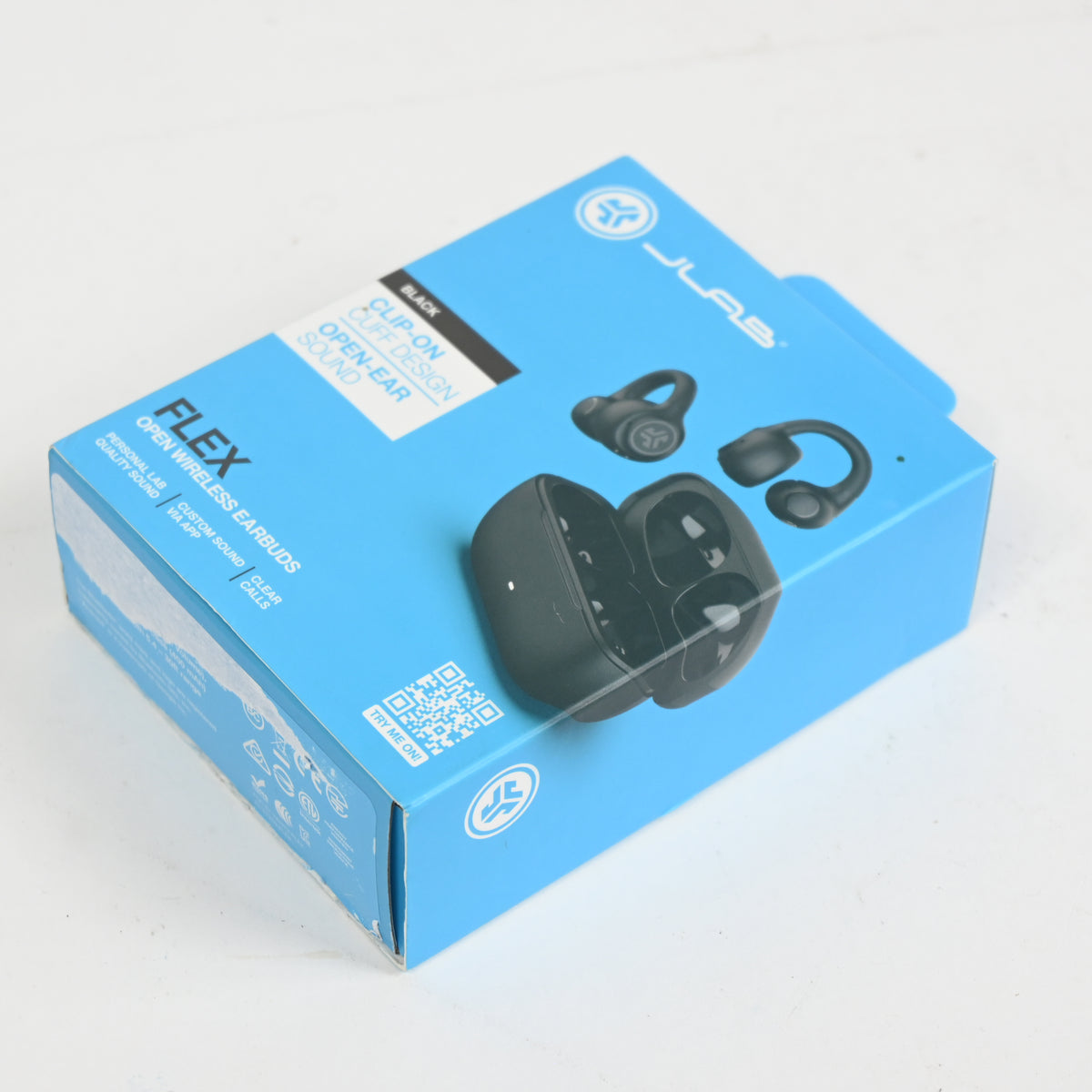 JLab Flex Open Ear Earbuds Clip On Wireless Bluetooth Headphones Black
