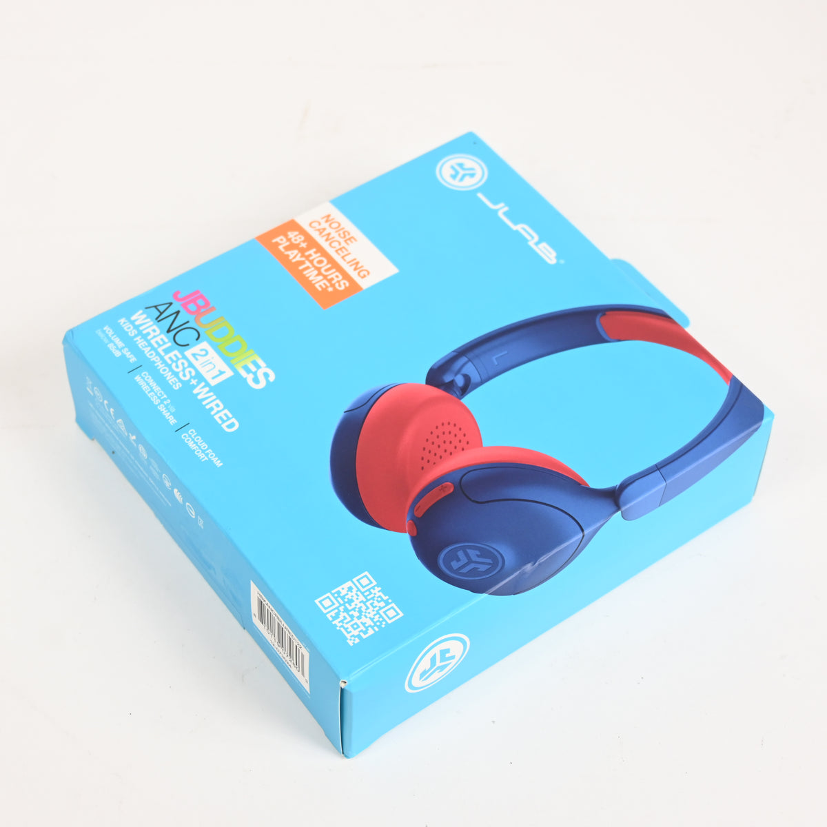 JLab JBuddies ANC 2 in 1 Wireless + Wired Kids Headphones - Blue/Red - New