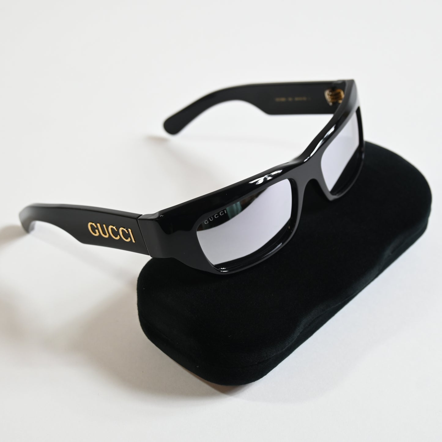Gucci GG1296S 002 Mens Authentic Sunglasses Black/Silver, 55mm - New