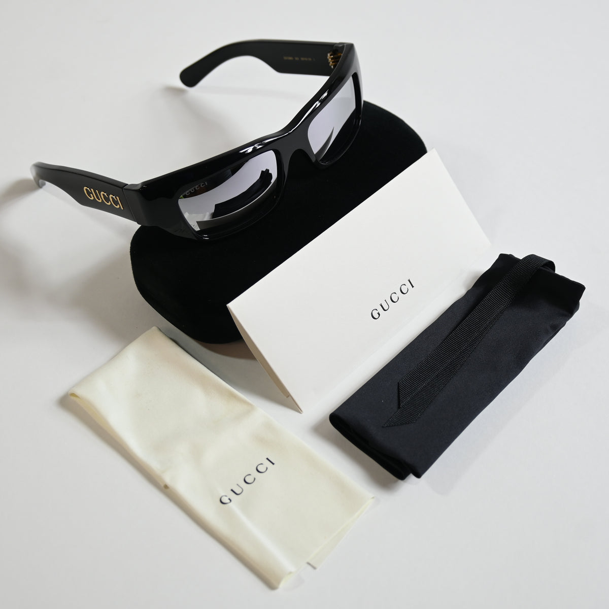 Gucci GG1296S 002 Mens Authentic Sunglasses Black/Silver, 55mm - New