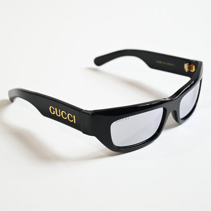 Gucci GG1296S 002 Mens Authentic Sunglasses Black/Silver, 55mm - New