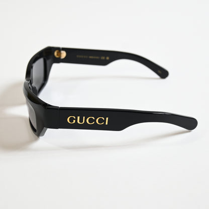 Gucci GG1296S 002 Mens Authentic Sunglasses Black/Silver, 55mm - New