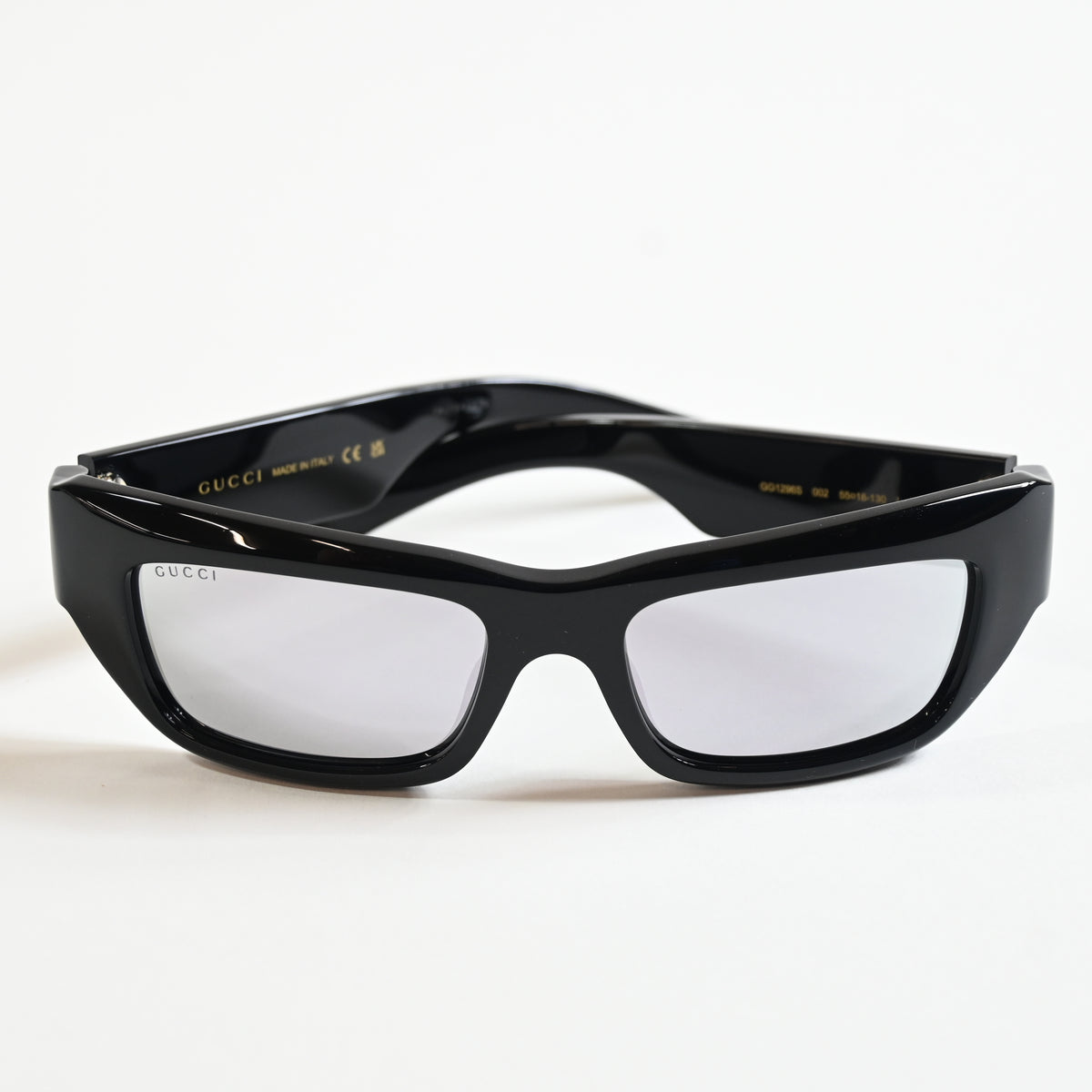 Gucci GG1296S 002 Mens Authentic Sunglasses Black/Silver, 55mm - New