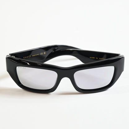 Gucci GG1296S 002 Mens Authentic Sunglasses Black/Silver, 55mm - New