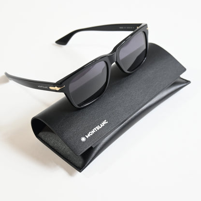 Montblanc MB0263S 001 Mens Authentic Sunglasses Black/Gold, 54mm - New