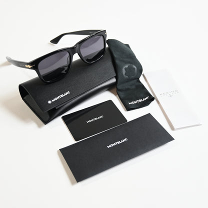 Montblanc MB0263S 001 Mens Authentic Sunglasses Black/Gold, 54mm - New