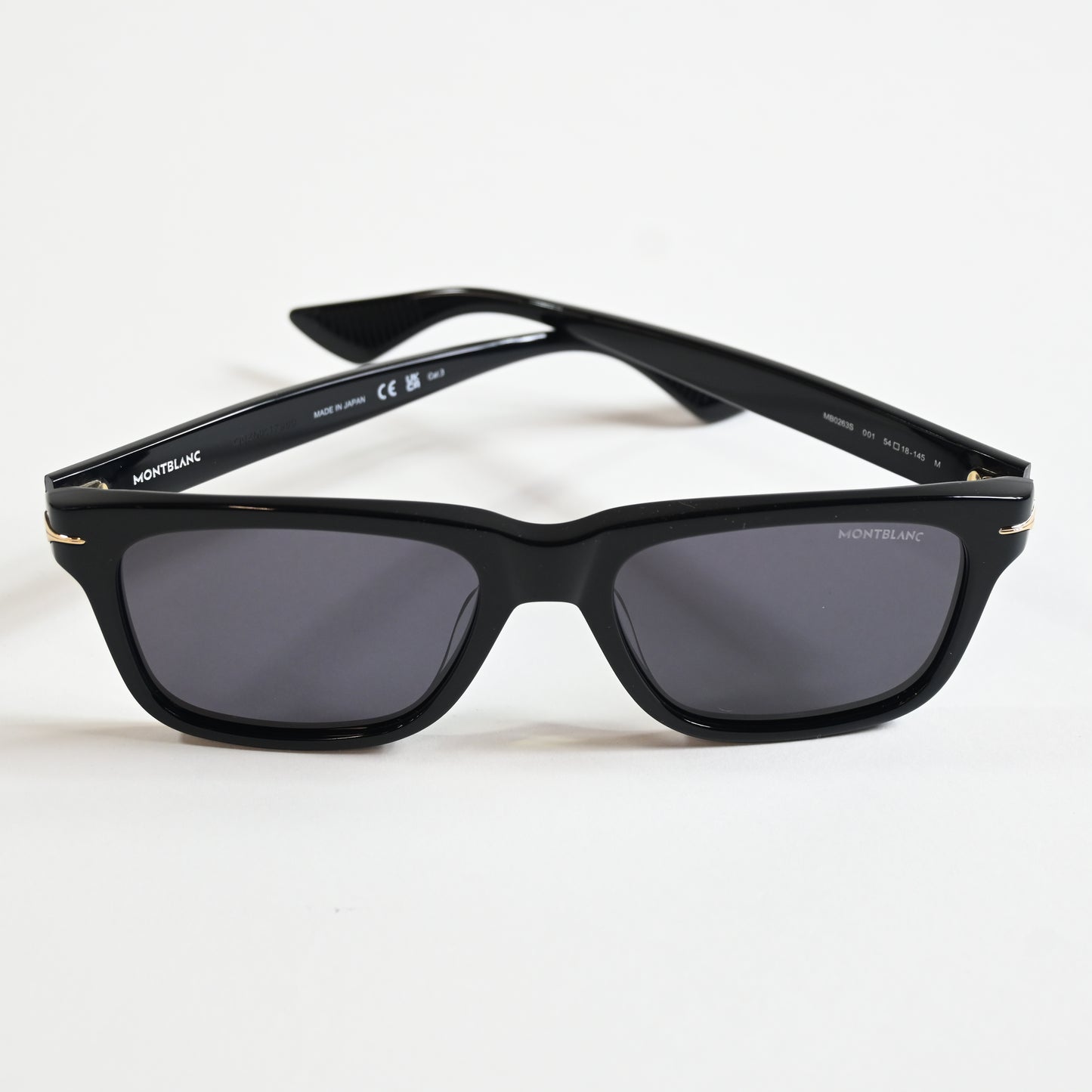 Montblanc MB0263S 001 Mens Authentic Sunglasses Black/Gold, 54mm - New