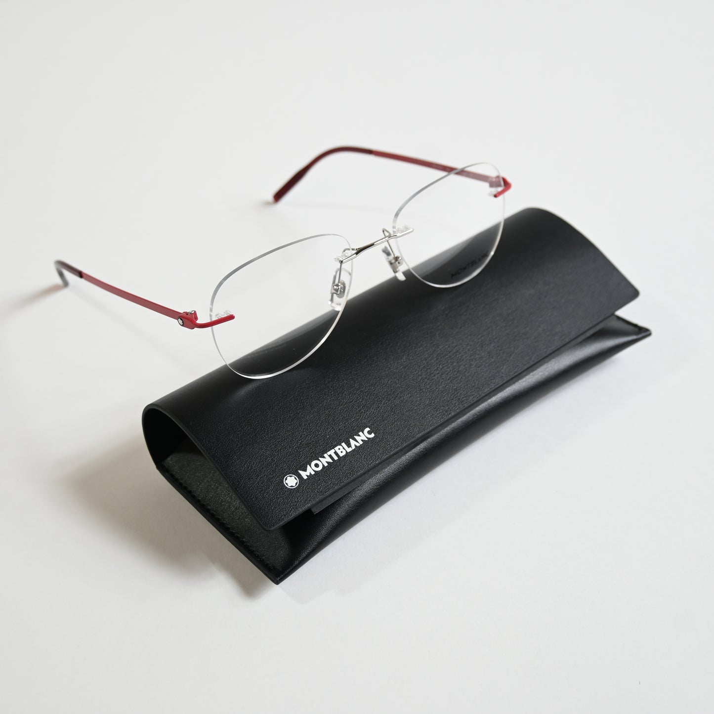 Montblanc MB0283O 004 Mens Authentic Eyeglasses Red/Silver, 55mm - New