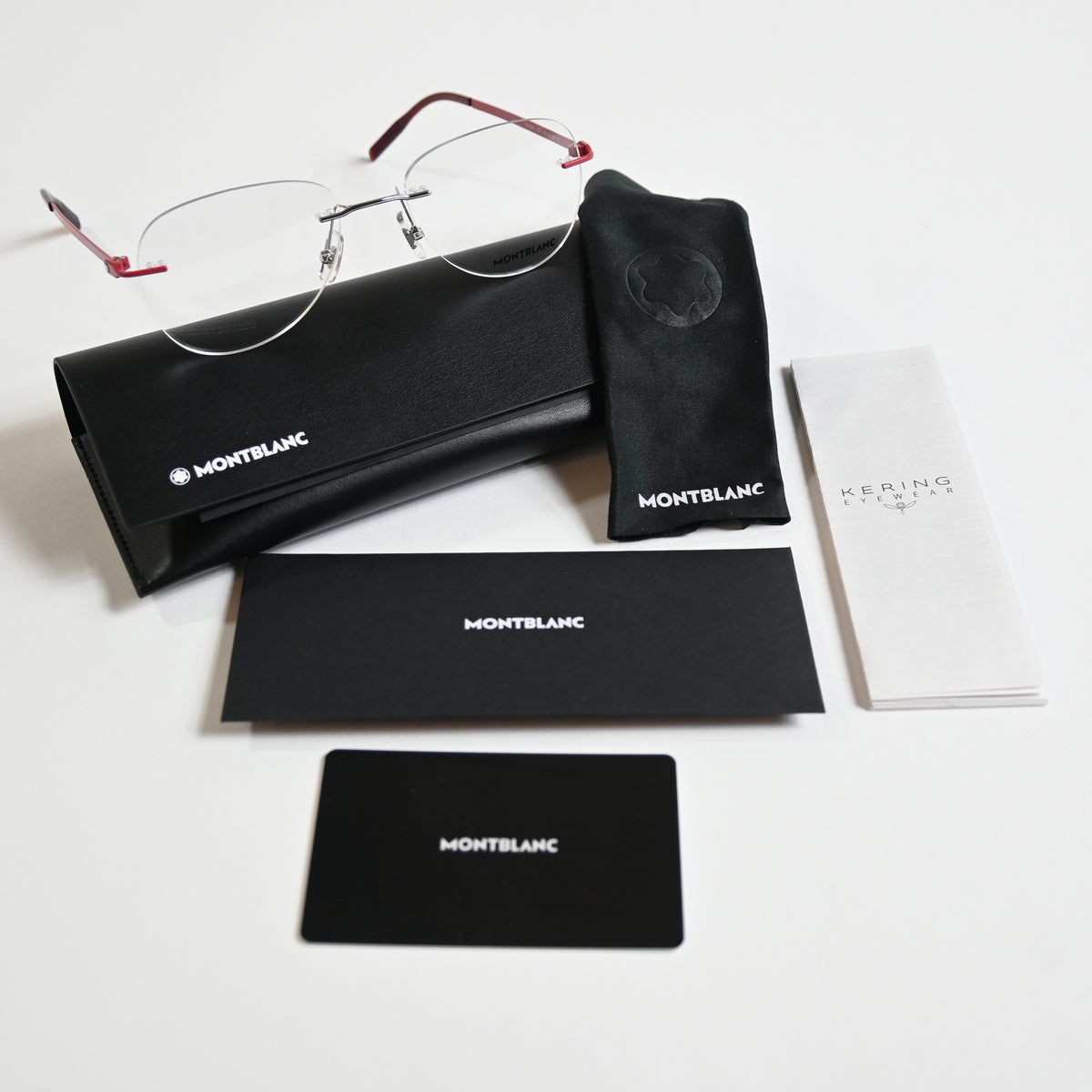 Montblanc MB0283O 004 Mens Authentic Eyeglasses Red/Silver, 55mm - New