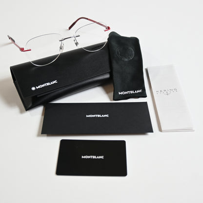 Montblanc MB0283O 004 Mens Authentic Eyeglasses Red/Silver, 55mm - New
