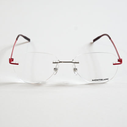 Montblanc MB0283O 004 Mens Authentic Eyeglasses Red/Silver, 55mm - New
