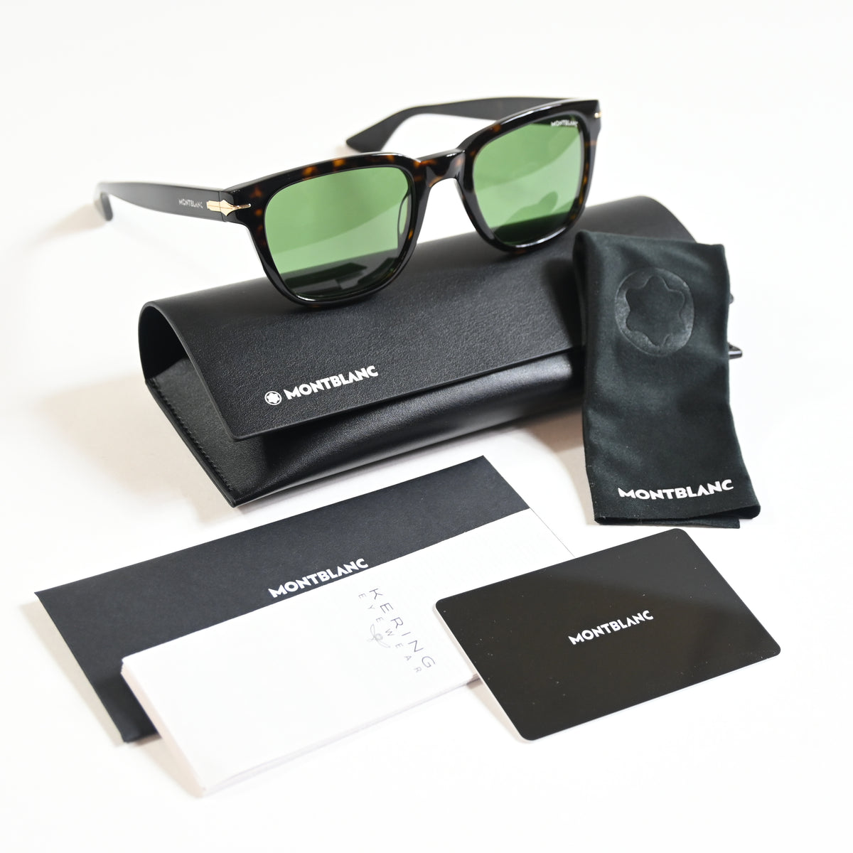 Montblanc MB0302S 002 Mens Authentic Sunglasses Tortoise/Green, 51mm - New