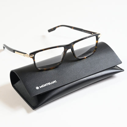 Montblanc MB0217O 002 Mens Authentic Eyeglasses Havana, 55mm - New