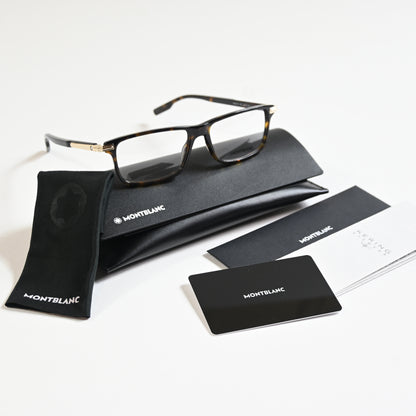Montblanc MB0217O 002 Mens Authentic Eyeglasses Havana, 55mm - New