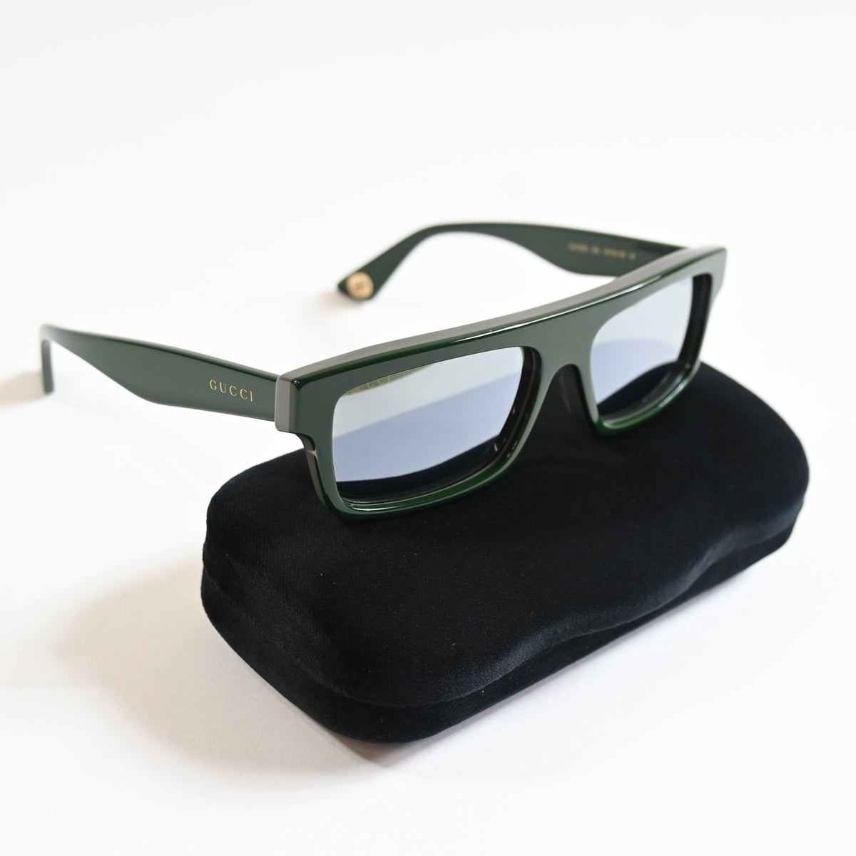 Gucci GG1616S 003 Mens Authentic Sunglasses Black/Green, 57mm - New